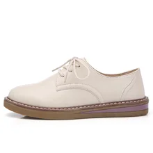 Осенние женские туфли-оксфорды; обувь на плоской подошве; женские резиновые водонепроницаемые мокасины из искусственной кожи на плоской подошве со шнуровкой; Мокасины с круглым носком; QSG932