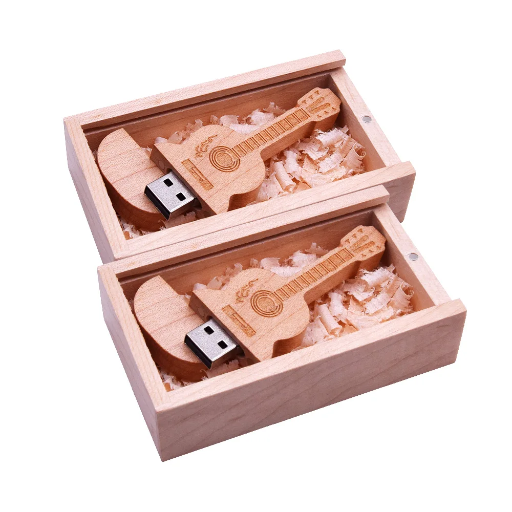 

LOGO customized wooden guitar pen drive usb flash drive memory Stick pendrive 128MB 4GB 16GB 32GB 64GB metal keychain gifts