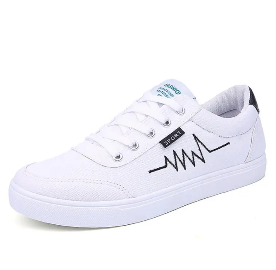 

Spring Men canvas Shoes Breathable Wear Resistant Shoes Comfortable Summer White Round Toe Lace up Flat Snekaers tenis masculino