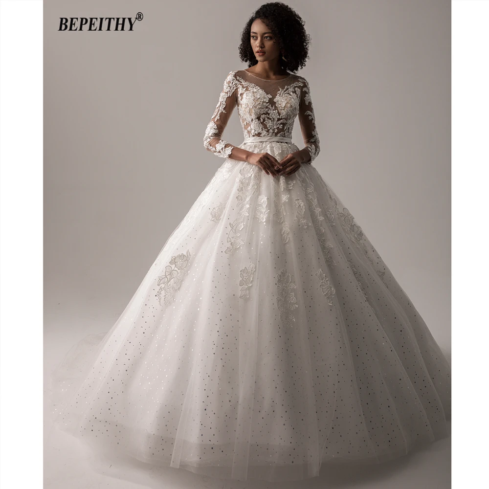 wedding dress with glitter tulle