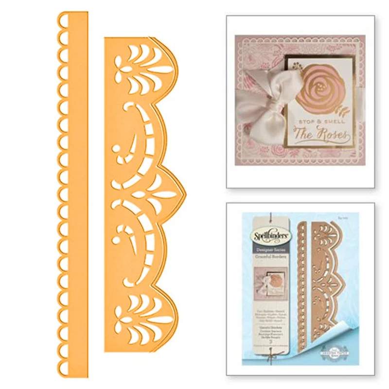 

2 Pcs/lot Metal Cutting Dies Scrapbooking For Card Making DIY Embossing Cuts Dies New Craft Petal Pattern Border Frame