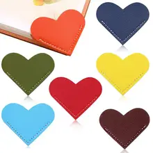 

2Pcs Leather Heart Bookmark Retro Reading Stationery Corner Page Bookmark for Book Lovers