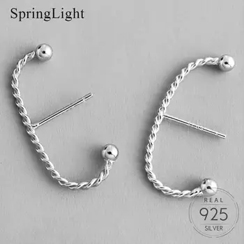 

Springlight Temperament Twist C Type Personality Stud Earrings Real 925 Sterling Silver Handmade Fine Jewelry Earrings For Women