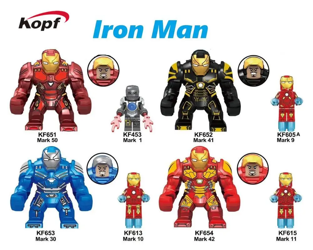 20 шт. строительные блоки Супергерои Мстители 4 Infinity War Mark 41 30 50 42 Железный человек Фигурки для детей игрушки KF6064
