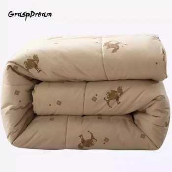

GraspDream quilted Blanket winter Quilt 100% camel hair Filler for Winter/Autum warm quilt core high quality warm comforter