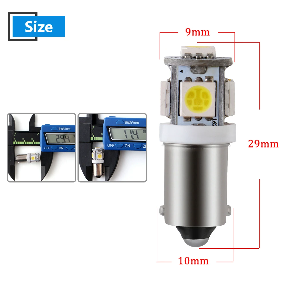 10 шт. 5050 5 SMD BA9S светодиодный 12V объектив белый синий желтый красный зеленый автомобильные лампы светодиодный светильник для чтения салона автомобиля источник освещения