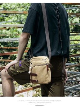 

Fashion Men's Small Messenger Bag Casual Canvas Shoulder Bags Business Travel Bag with Adjustable Strap Waist Bag 2020