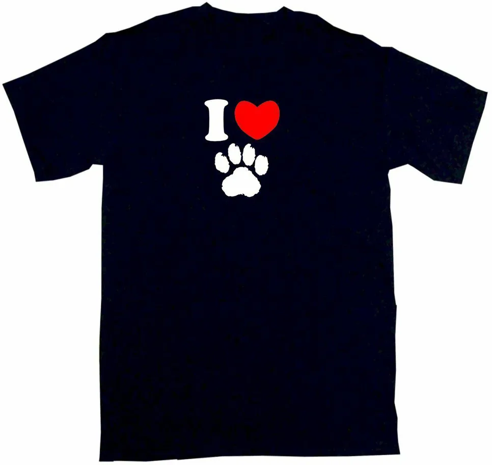 I Heart Love Dog Paw печать логотипа Мужская футболка выбрать размер и цвет маленький 6Xl