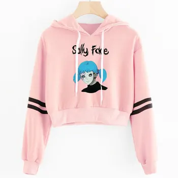 

Big sale FADUN TOMMY new face pop print ladies fashion sexy crop top hoodie Harajuku summer casual short section long sleeve top