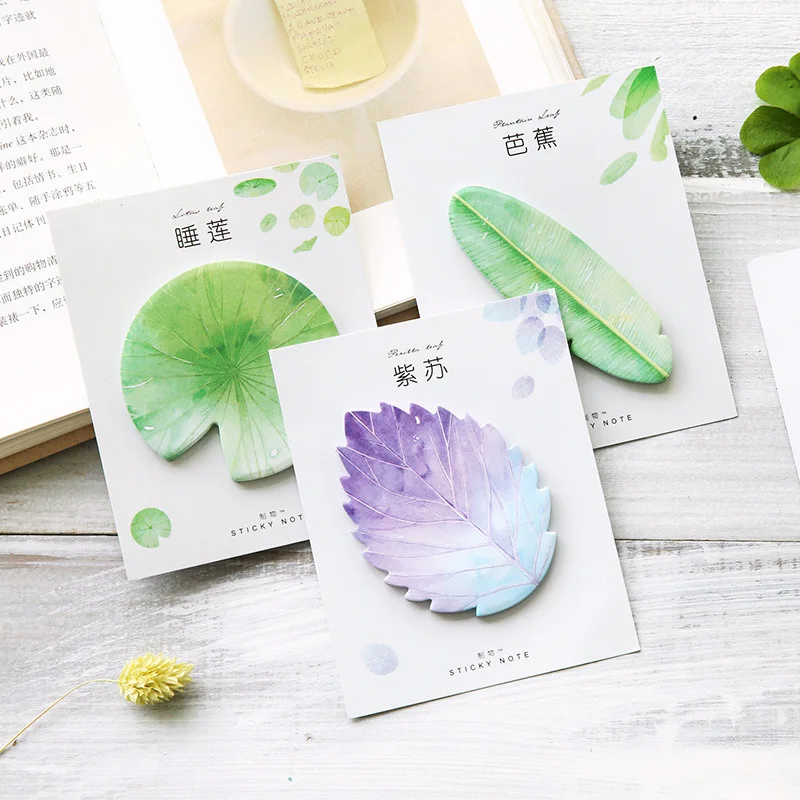 Cute Kawaii Natural Plant Leaf Sticky Note Memo Pad Note Office Planner Sticker Paper Korean Stationery School Supplies