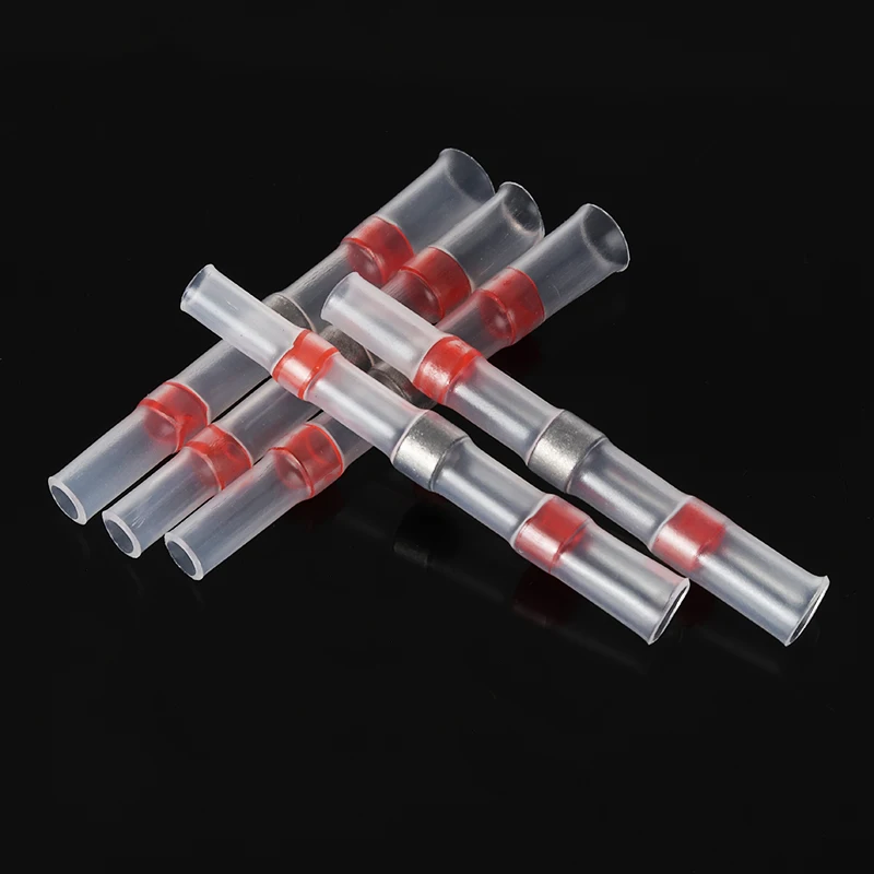 100pcs Red Heat Shrink Connector Solder Butt Terminals Electrical Wire Waterproof Sealing Anti-Corrosion Effect Crimp Kit
