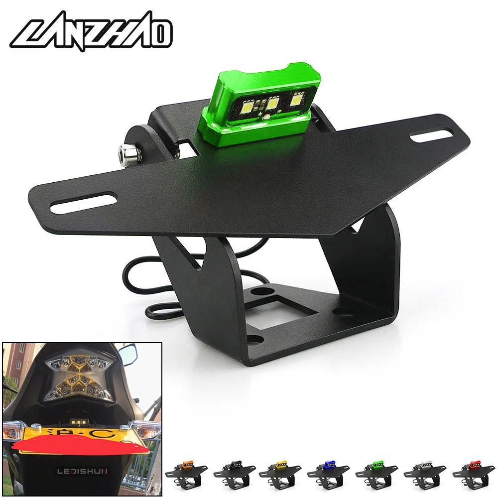 

Motorcycle License Plate Frame Mount Holder Bracket With LED Light for Kawasaki Ninja 400 2017 2018 2019