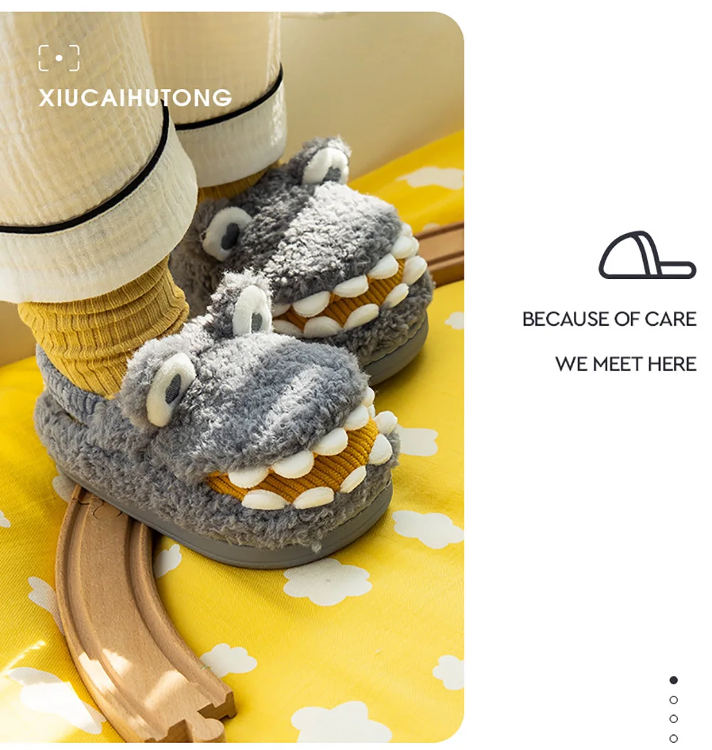 girls shoes Baby Autumn Winter Home Slippers Boys Girls Child Funny Crocodile Mouth Anti Skid Warm Plush Kids Indoor Floor Shoes Pantuflas children's shoes for sale