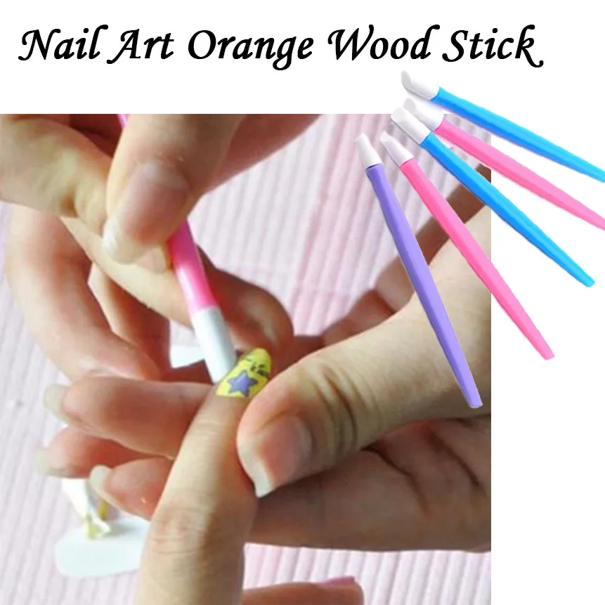 

1 Pc Nail Art Orange Plastic Stick Cuticle Pusher Remover Pedicure Manicure Tool Y40