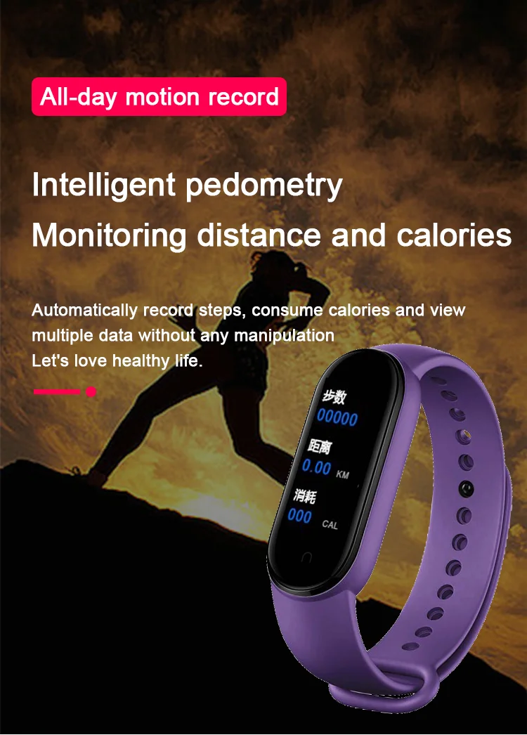 M5 Smart Band Men Women M5 Smart Watch Heart Rate Blood Pressure Sleep Monitor Pedometer Bluetooth Connection for IOS Android 6
