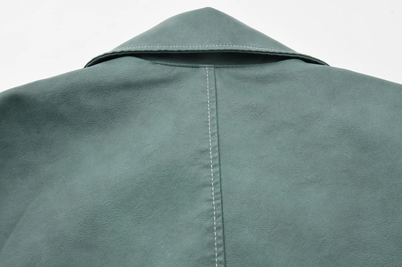 [EAM] Loose Fit Black Pu Leather Pocket Short Jacket New Lapel Long Sleeve Women Coat Fashion Tide Autumn Winter 1K530