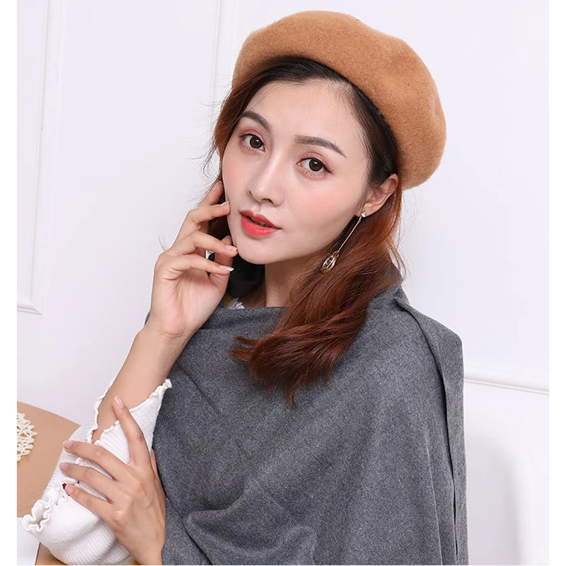 

2019 New Wool Beret Gorras Autumn and Winter French Hat Ladies Warm Pumpkin Hats Boina Winter Painter Hat