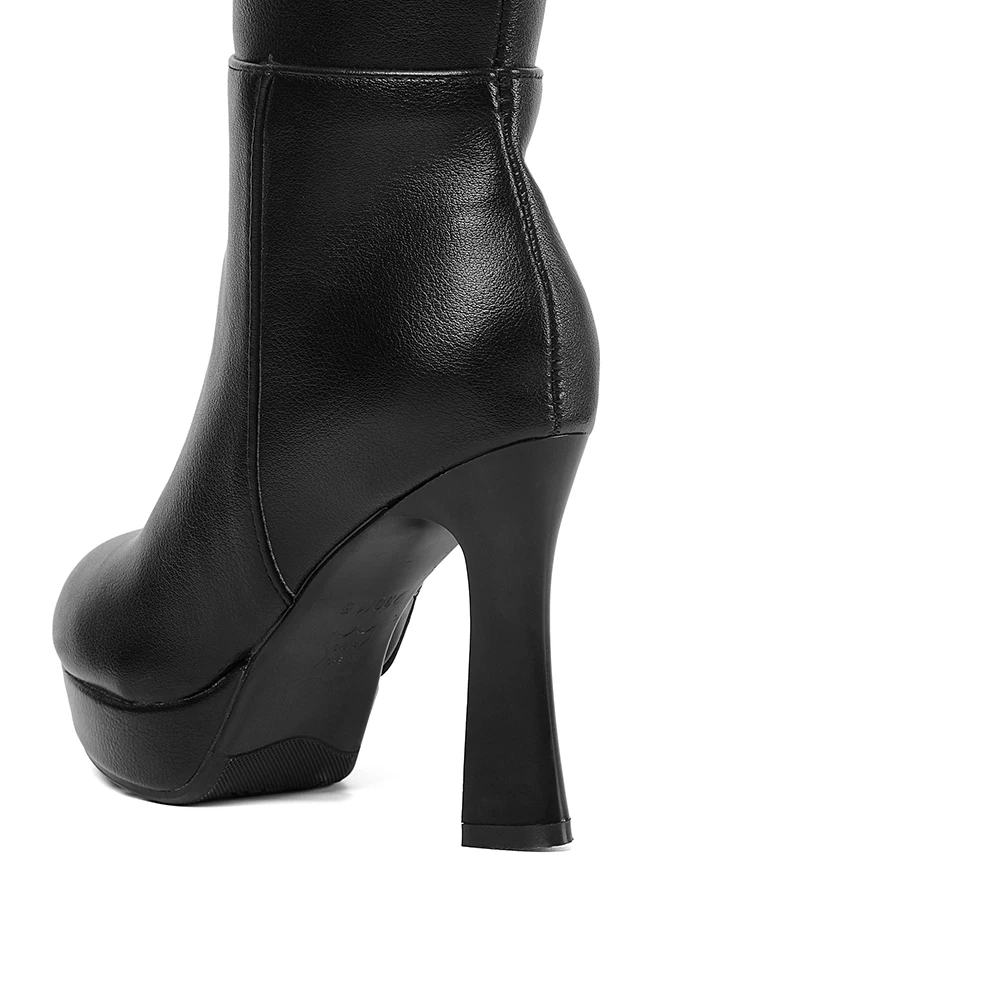 Lapolaka/Новинка 2019 г. Хит продаж, большой размер 32-43, сапоги до середины икры на высоком каблуке Женская обувь на платформе на молнии женские