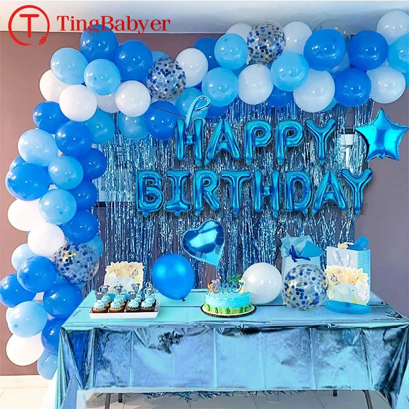 Globos azules con letras de feliz cumpleaños para hombre adulto,  decoraciones de fiesta para niños, príncipe 1, 2, 3, 5, 10, 15, 18, 25, 30,  35, 40, 50, 60, 1 año|Globos y accesorios| - AliExpress