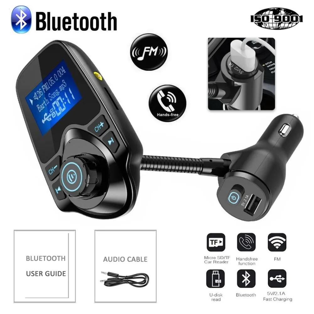 Bluetooth 5,0 Handsfree автомобильный комплект fm-передатчик Быстрый двойной USB зарядное устройство ЖК цифровой вольтметр TF карта U диск AUX плеер