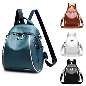 

Laptop Bagpack Vintage Classic Bags Women Ladies Fashion Leather Solid Waterproof Shoulder Backpack Bags ##4