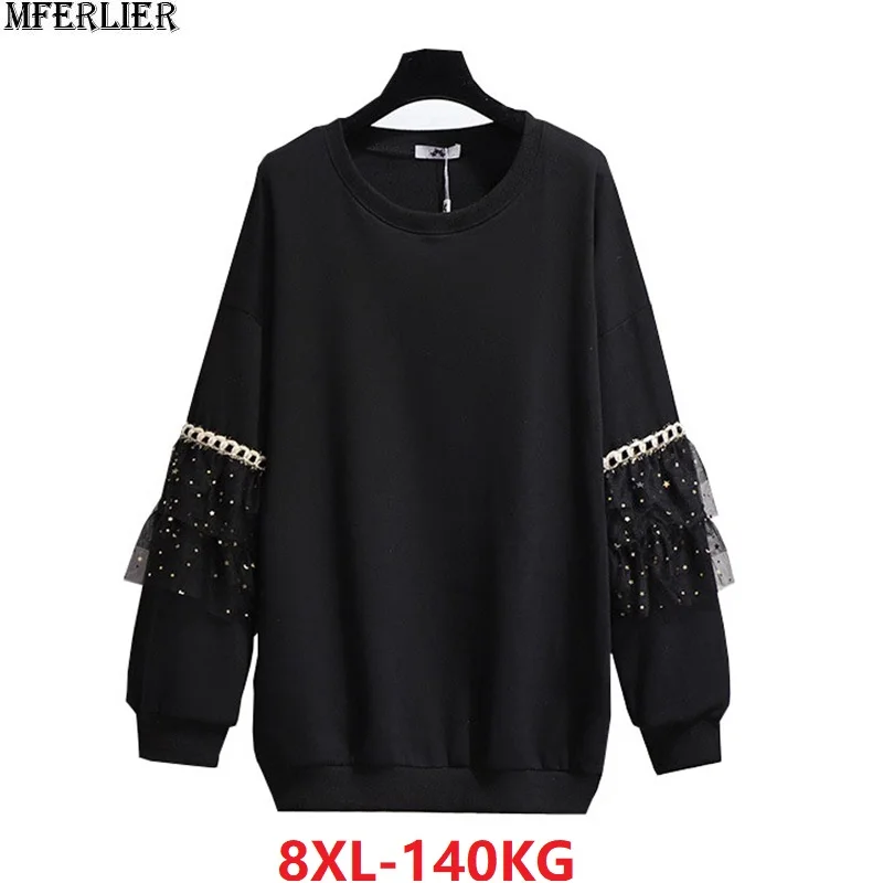 Женская флисовая толстовка размера плюс 6XL 7XL 8XL, весенняя, зимняя, милая, свободная, теплая, толстая, большая толстовка, пальто, 130 кг, 140 кг