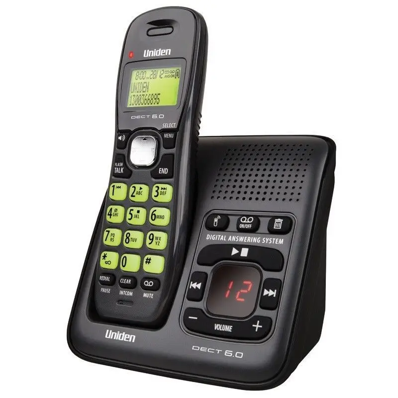

Brand New Digital Cordless Phone Call ID Handfree DEL Wireless Telephone Voice Mail Telefono For Office Bussiness Black