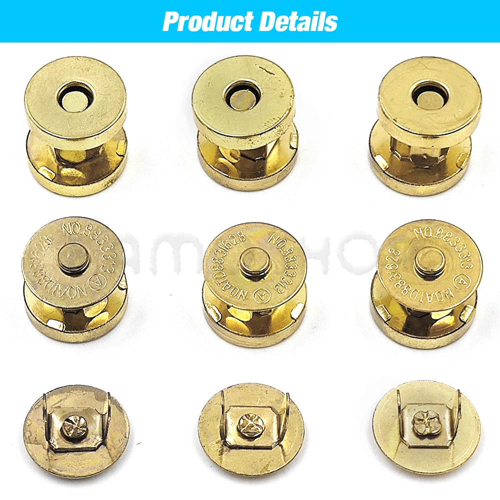 10sets/lot Magnetic Snap Fasteners Clasps Buttons Handbag Purse Wallet Craft Bags Parts Accessories Adsorption Buckle 14mm 18mm 6