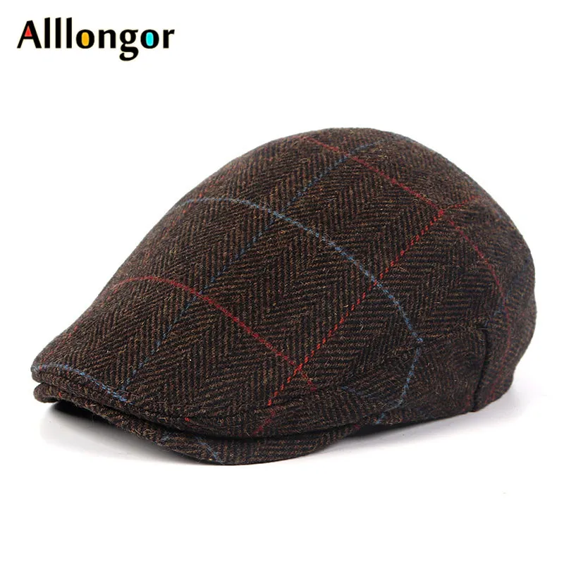 Новинка зимы, берет homme Peaky Blinder Tweed boina, винтажный клетчатый хлопковый sombrero hombre, ушанка, Newsboy, шапки для папы, мужские береты - Цвет: Зеленый