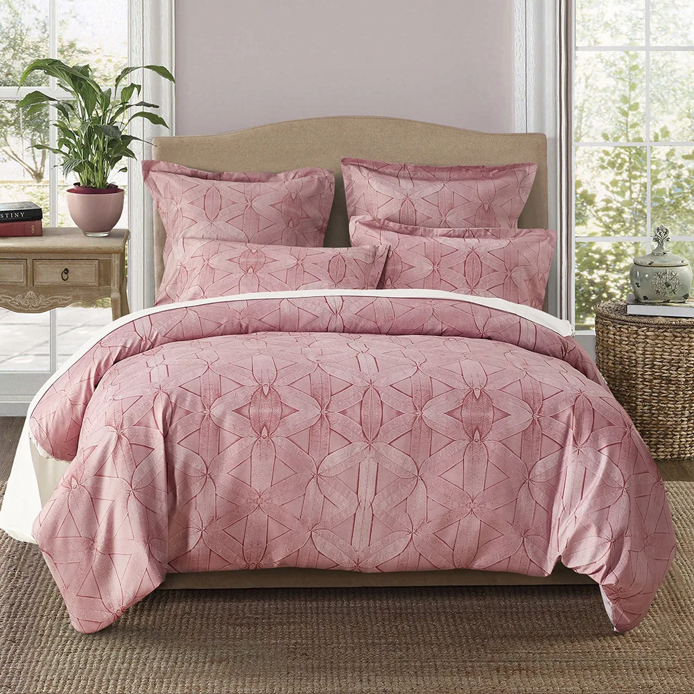 

Yaapeet 2/3pcs Europe Bedding Set Elegant Printed Bedding Lines Set Soft Pillowcase for Bedroom 4colors Jacquard Duvet Covers