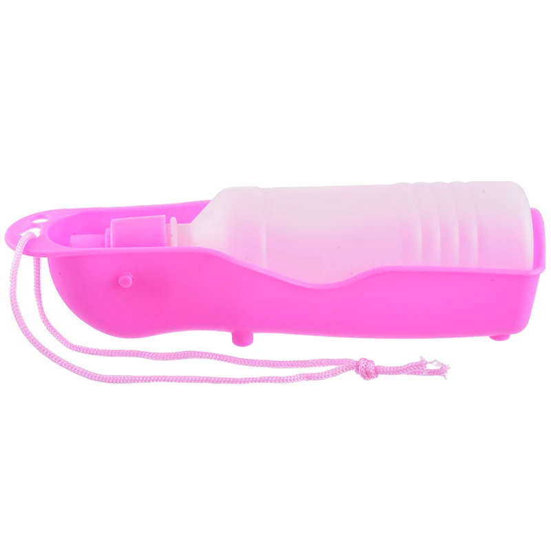 Pink Бутылка для воды для собак кормушка с чашей пластиковая портативная бутылка для воды Домашние животные путешествие, домашнее животное питатель питьевой воды - Цвет: Pink
