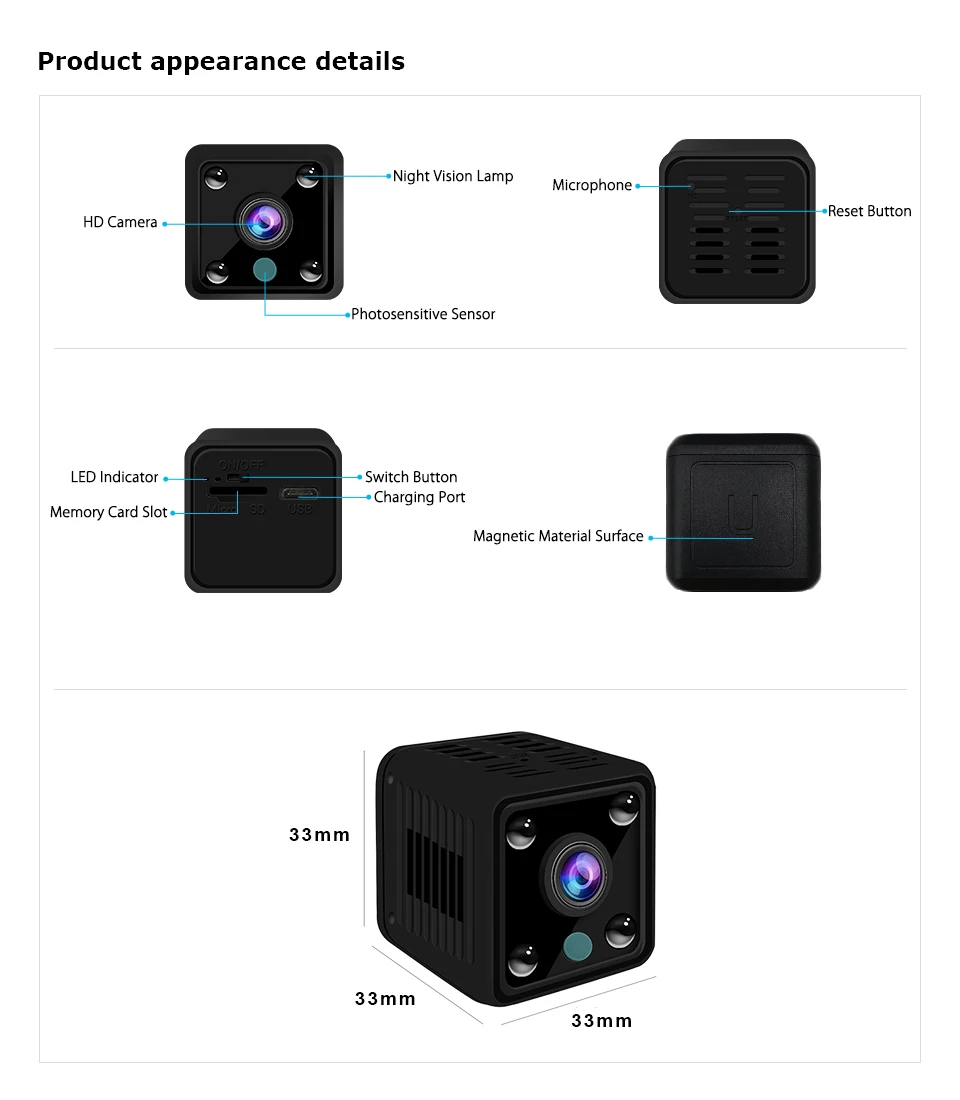 1080P HD IP камера ночного видения мини видеокамера наблюдения безопасности Wifi камера удаленного монитора маленькая камера