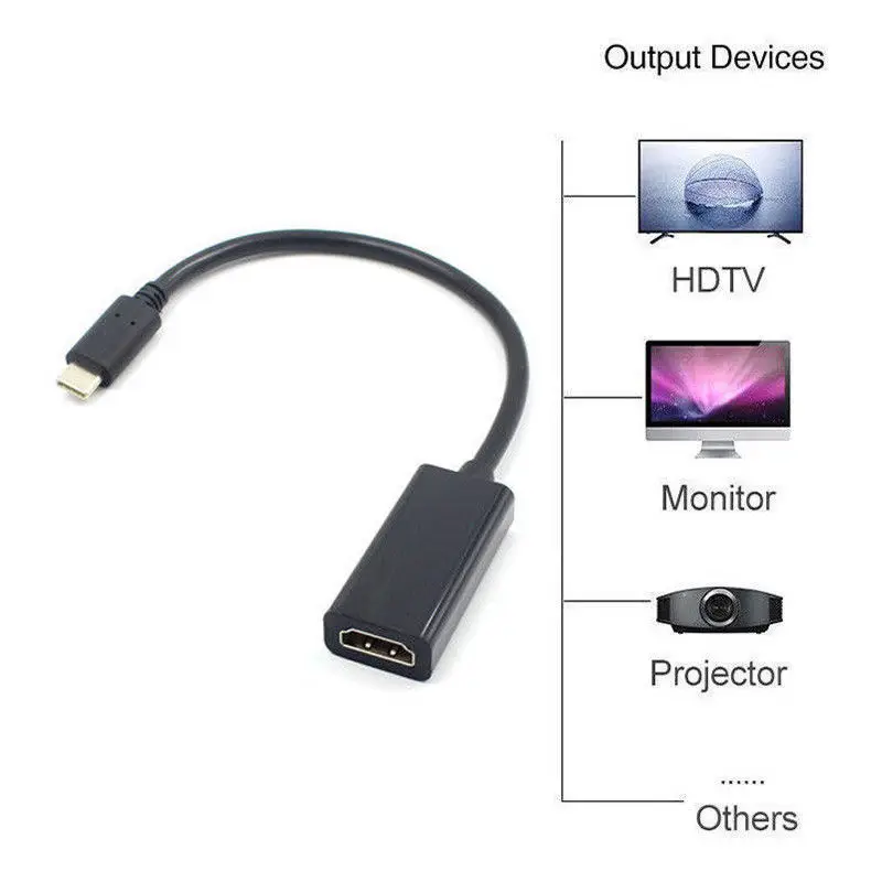 USB C type C к HDMI адаптер 3,1 штекер к HDMI Женский кабель адаптер конвертер для samsung S9/8 Plus htc HUAWEI LG G8