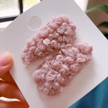 

Cute Clips Children Candy Color Plush Princess Imitation Spring Winter Hair Duckbill Clips 2 Pieces