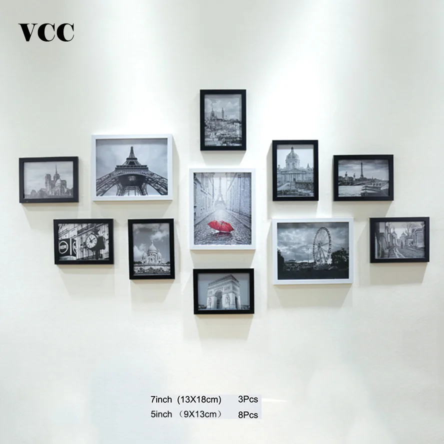 Photo Frame 11 шт. классическая деревянная фоторамка для настенного украшения дома 7 10 дюймов Свадебная пара рекомендации черно-белые фоторамки - Цвет: Photo Frame
