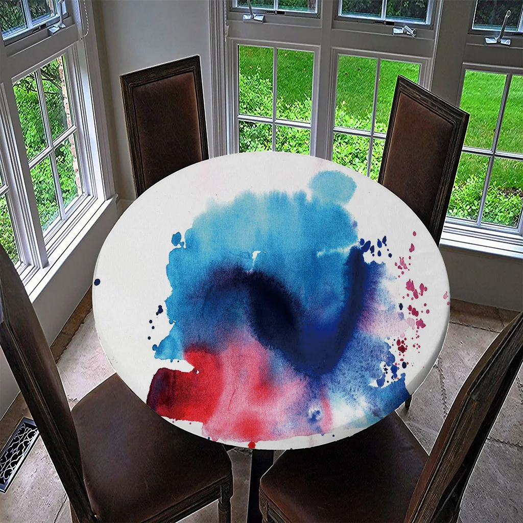 Waterproof Table Cover Fitted Tablecloth Round 55' Moisture-proof Reusable