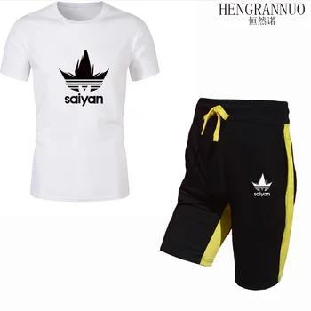 

Dragon Ball goku T Shirt+Shorts Suit Men Summer Casual Cotton T-shirt Set Multi Color Short Sleeve Japanese Cartoon Anime Tops