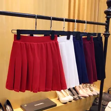 Юбка женские студенческие корейские версии сшитой юбки юбка с высокой талией весенне-летний комплект пуловер+ кожаная юбка