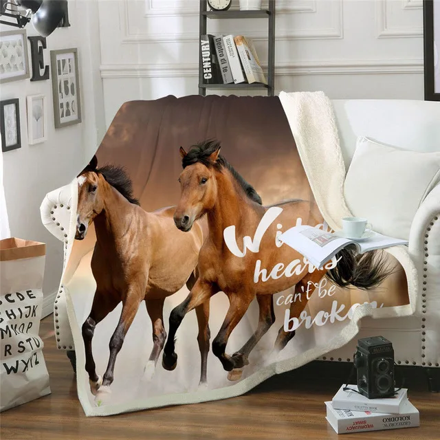 Шагающая лошадь 3D принт шерпа одеяло диване пододеяльник для путешествий детское постельное белье Outlet бархат плюш плед Флисовое одеяло покрывало - Цвет: 7