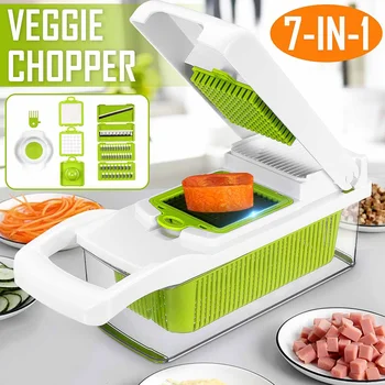 

7 pieces chopping artifact multi-function onion chopper diced potato wire shredder home potato chips sliced kitchen cutter set