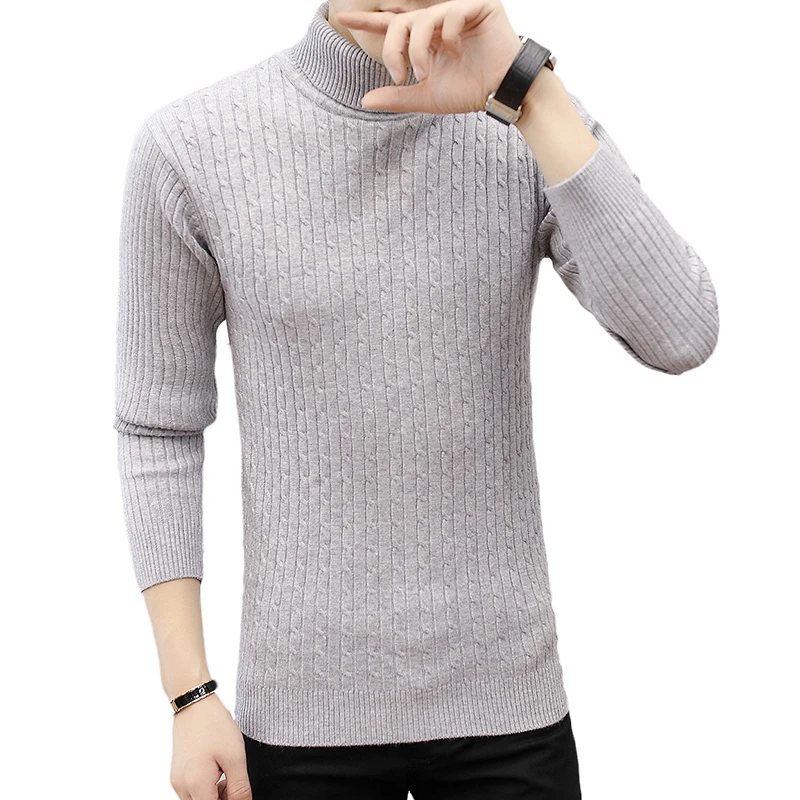 Sweater Pullover Men Nice Male VogueSolid Color Knitt Simple Sweaters Men Comfortable Hedging Turtleneck Men Sweater