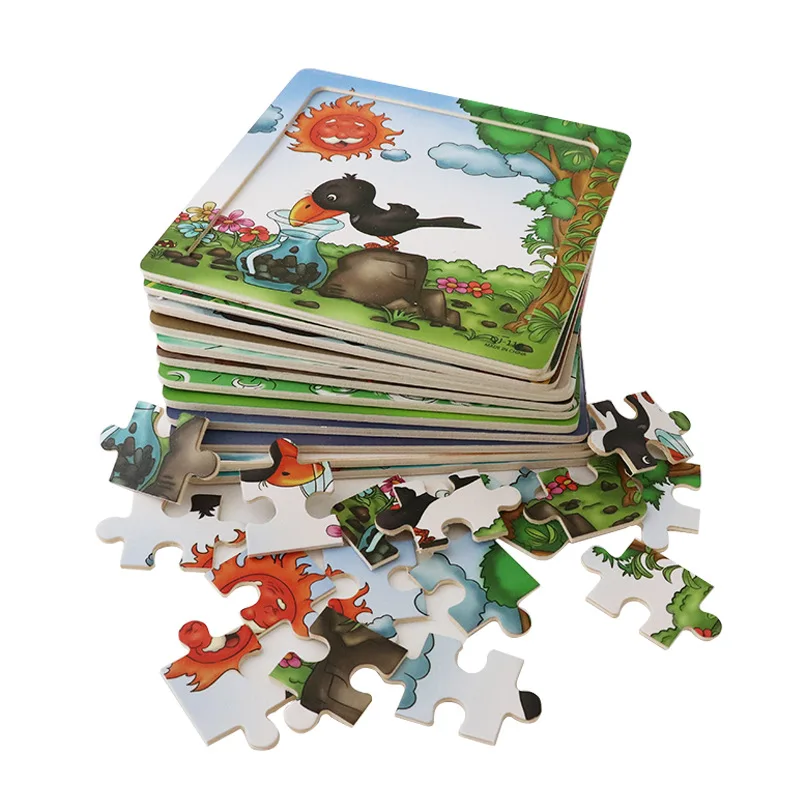 

Hot Sale 16 Slice Kids Puzzle Toy Cartoon Animals Wooden Puzzles Jigsaw Baby Infant Educational Learning Toys for Children Gift