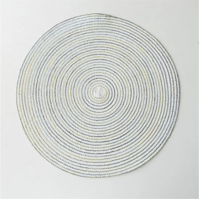 Cotton Yarn Round Placemat Woven Dining Table Mats No Slip Disc Bowl Pads Pot Holder Insulation Pad Drink Coasters Kitchen Decor - Цвет: Cold Colorful