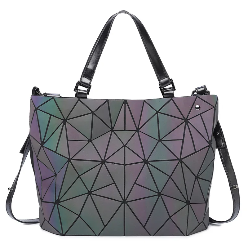 

2019 New Style Rainbow Gradient Bucket Bag Chaos Triangle Rhombus Rubik's Cube Handbag Japanese Style Joint Shoulder Bag WOMEN'S