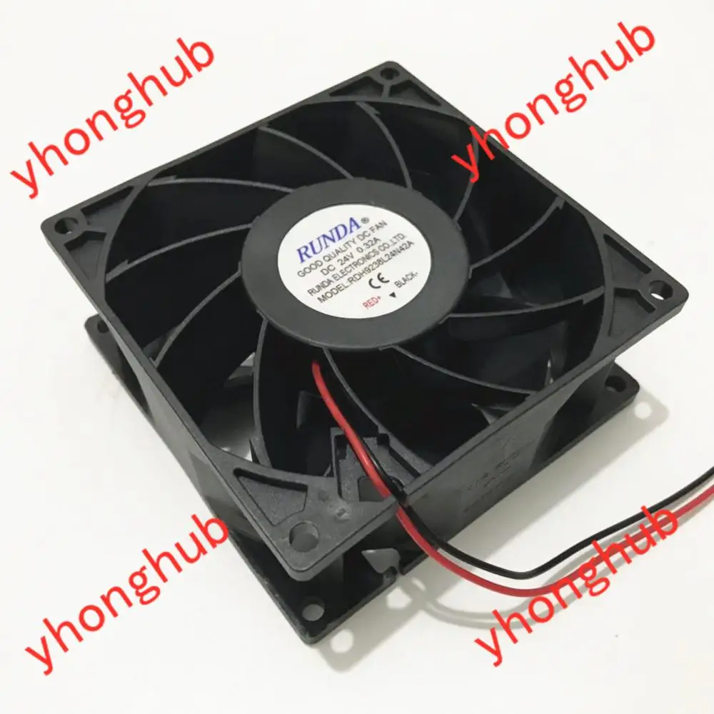 RUNDA RDH9238L24N42A DC 24V 0.32A защитного стекла 92x92x38 мм 2 провод Сервер вентилятор