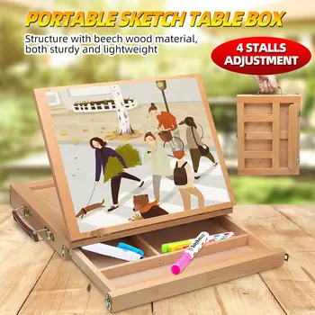 

Portable Art Painter Folding Durable French Easel Wooden French Tripod Easel Portable Sketch Table Box