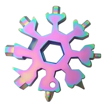 

18 In 1 Snowflake Multi Pocket Tool Spanner Hex Wrench Multifunction Multipurpose Camp Survive Outdoor EDC Tools Hike Keyring