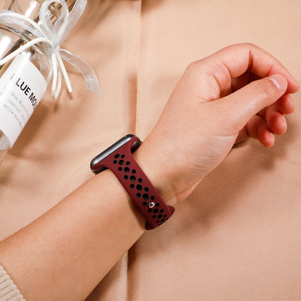Тонкий ремешок для Apple Watch 5 ремешок 44 мм 40 мм iWatch ремешок 42 мм 38 мм дышащий спортивный силиконовый pulseira correa Apple watch 4 3 2 1
