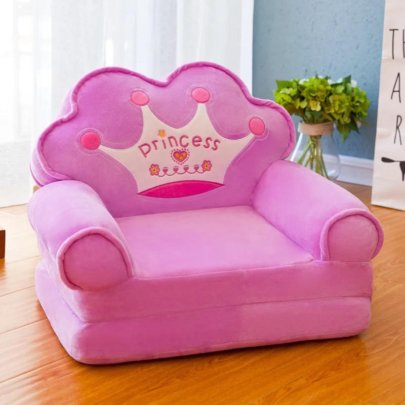 Мини-диван детский диван складной мультфильм милый ленивый человек лежа сиденье детский стул детский сад можно разобрать мыть детский диван - Цвет: Purple crown