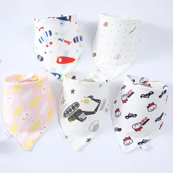 Baby Saliva Towel Triangle Band 5 Pack Pure Cotton Snap Button Double-layer Waterproof Newborn Bib Bib Adjustable